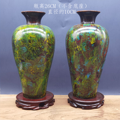 王宗秀大师漆艺花瓶花绿（一对2个）