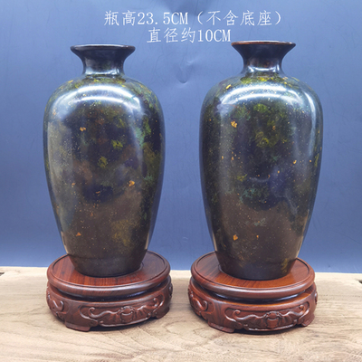 王宗秀大师漆艺花瓶深绿（一对2个）