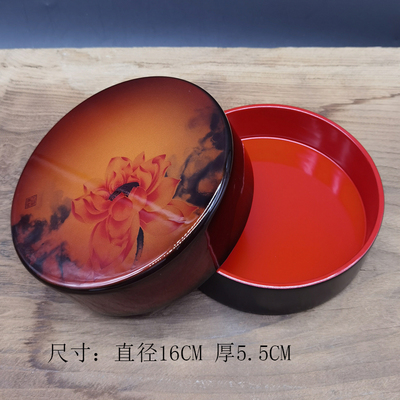 山神漆器漆盒-荷韵尺寸图