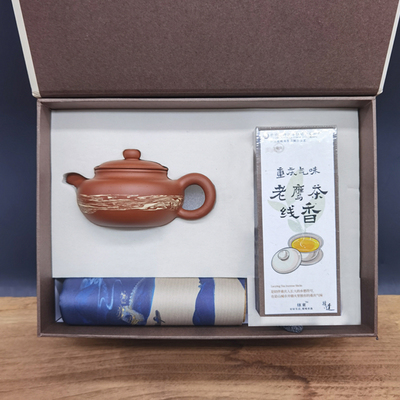新礼盒荣昌陶茶壶+线香+茶席礼盒