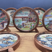 印象重庆夏布胡桃木Q框迷你摆件系列