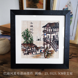 重庆夏布漆画地方特色摆件巴渝吊脚楼纪念品礼物临江小筑