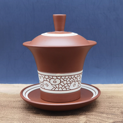 荣昌陶官帽盖碗茶杯钟鸣大师作品
